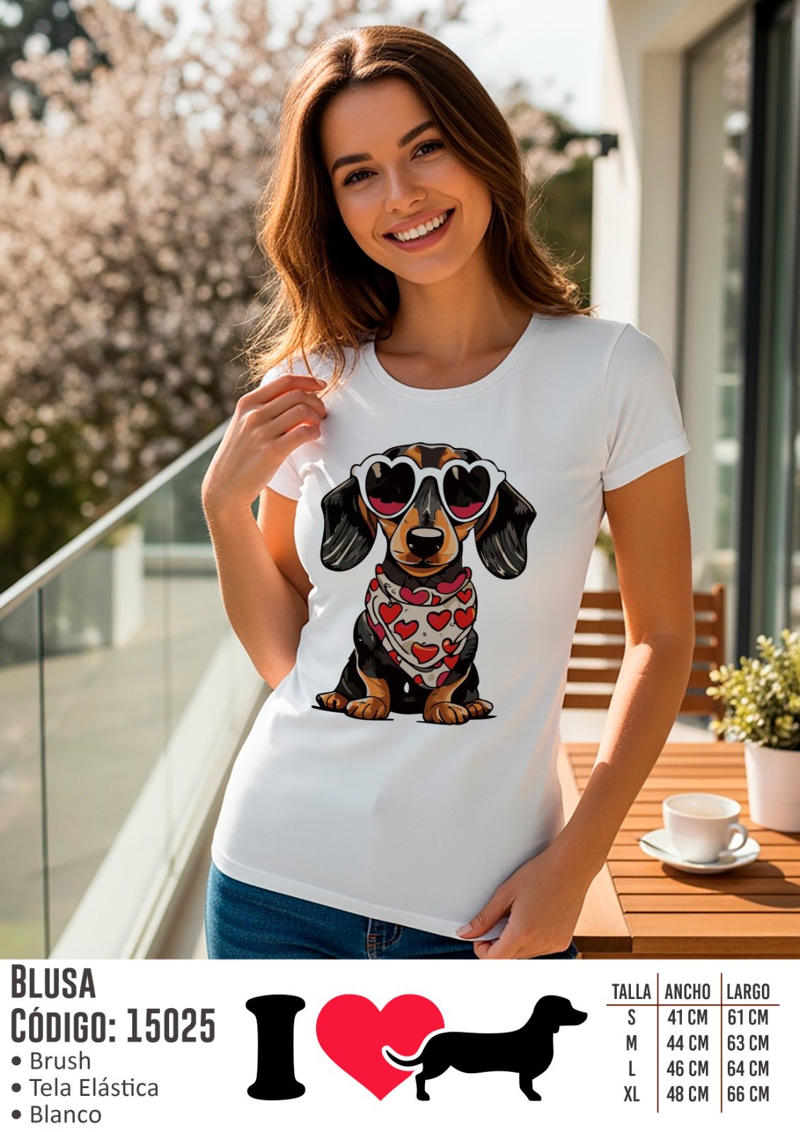 Blusa Dachshund Corazones